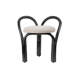Bistra Stool: Seat Upholstered + Ebony Painted Rattan