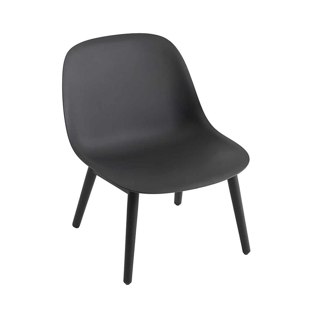 Fiber Lounge Chair: Wood Base + Black + Black