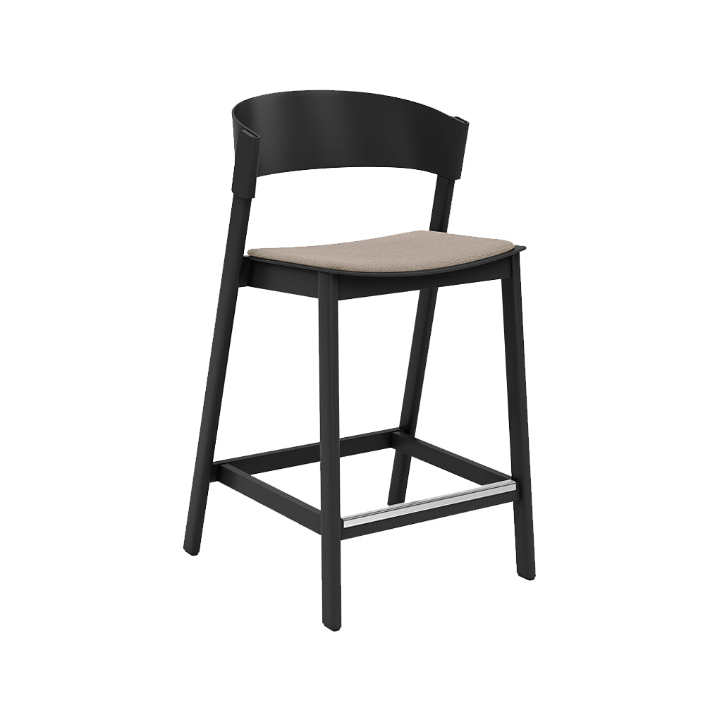 Cover Counter Stool: Upholstered + Black + With Footrest