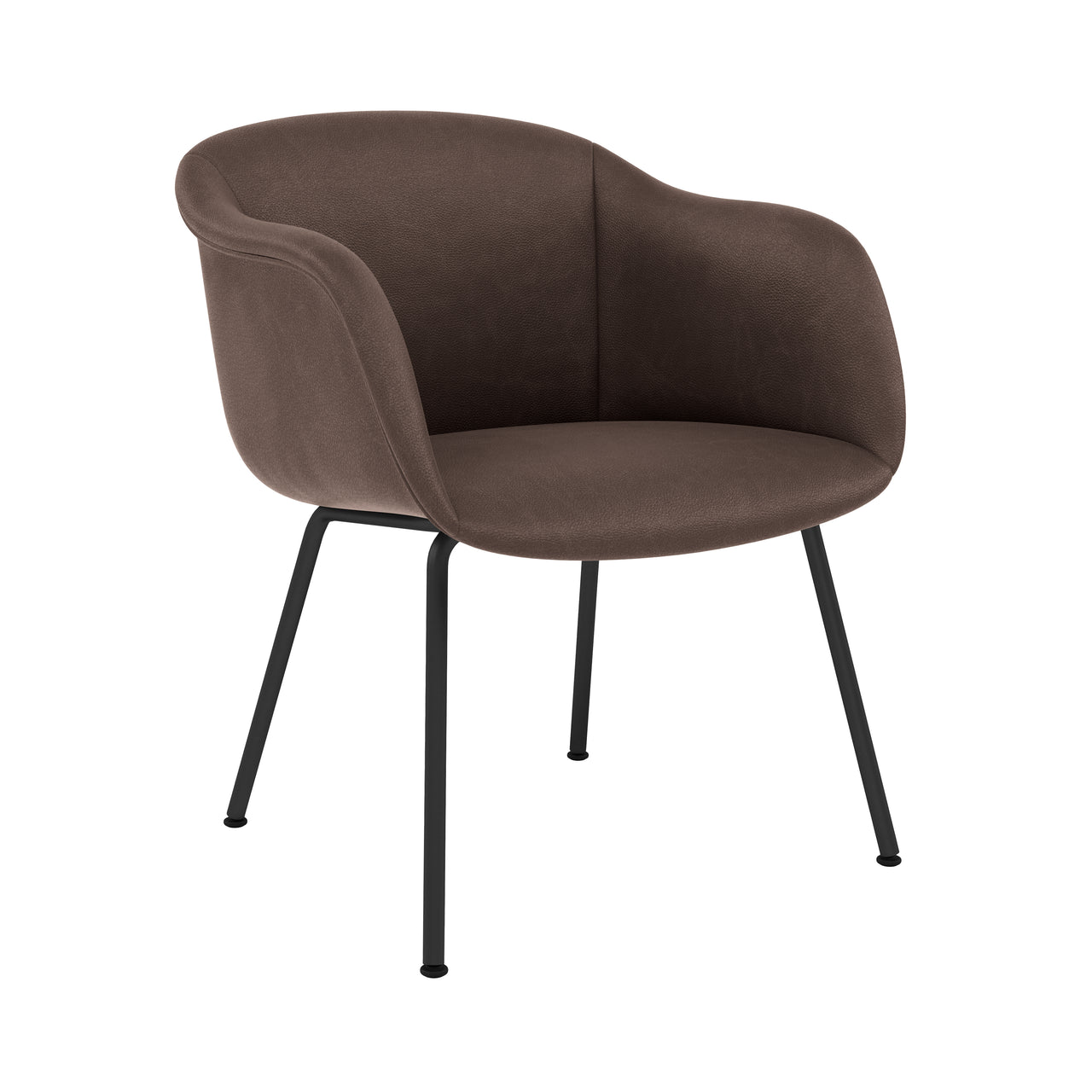 Fiber Soft Armchair: Tube Base + Upholstered Shell + Black