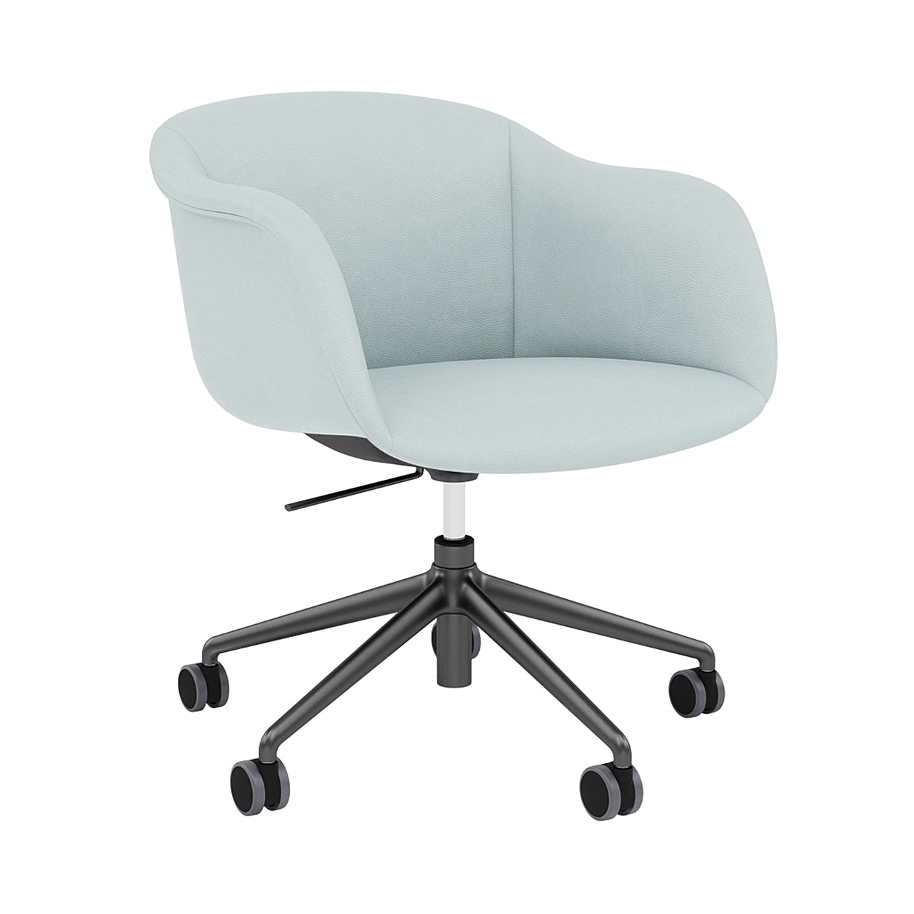 Fiber Soft Armchair: Swivel Base with Castors + Gas Lift + Tilt + Upholstered Shell + Anthracite Black