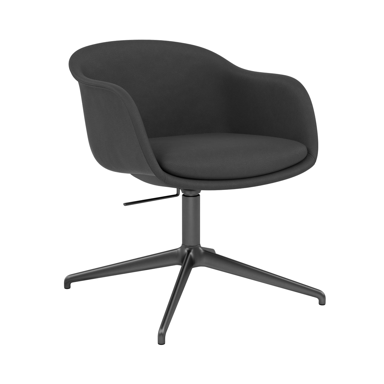 Fiber Conference Armchair: Swivel Base with Return + Recycled Shell + Tilt + Anthracite Black