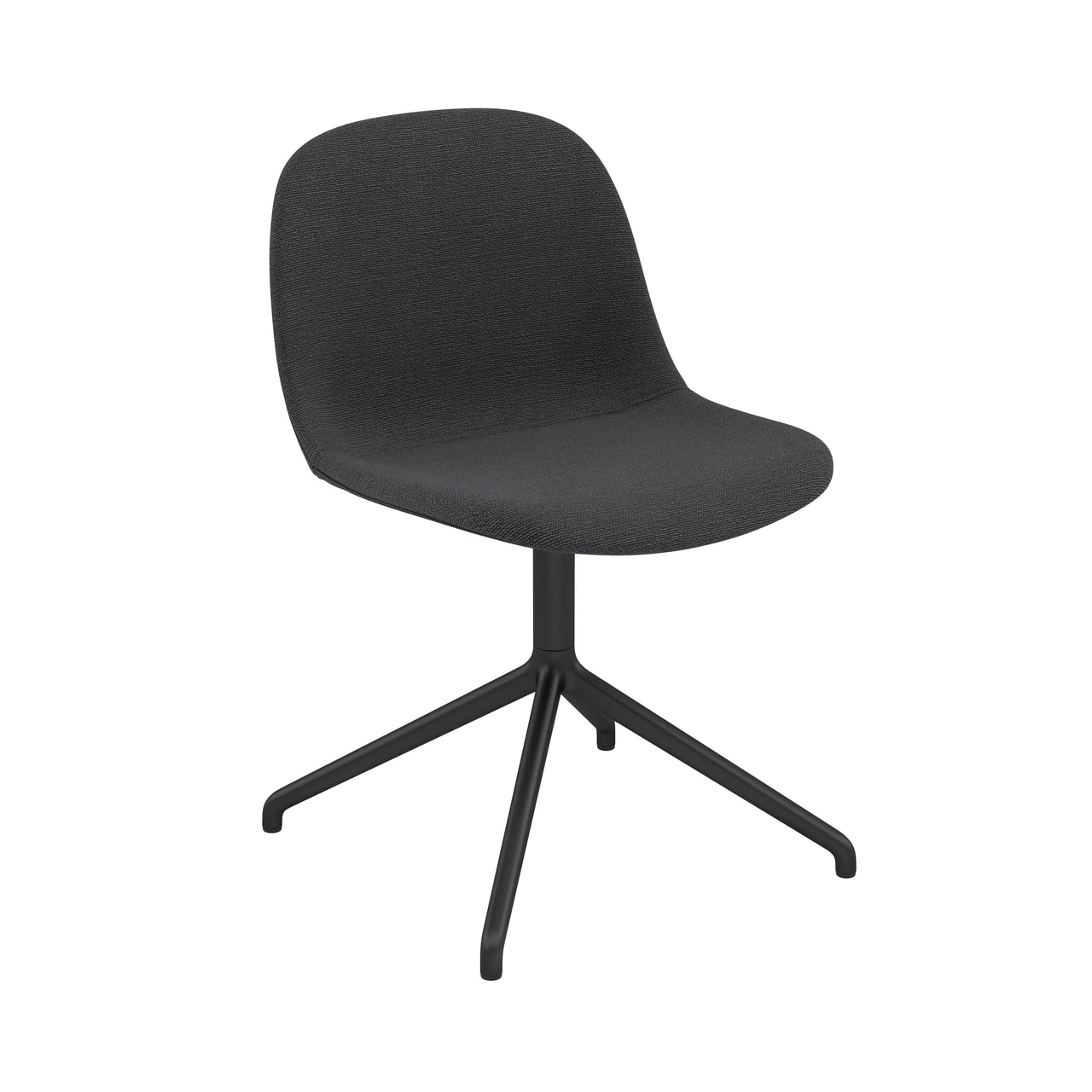 Fiber Side Chair: Swivel Base + Recycled Shell + Upholstered + Anthracite Black