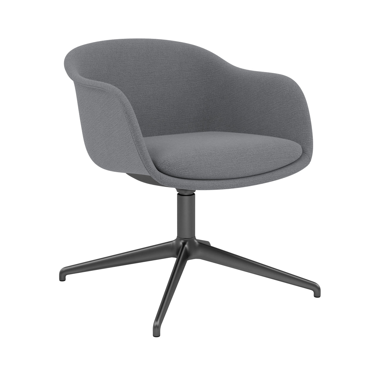 Fiber Conference Armchair: Swivel Base with Return + Recycled Shell + Anthracite Black