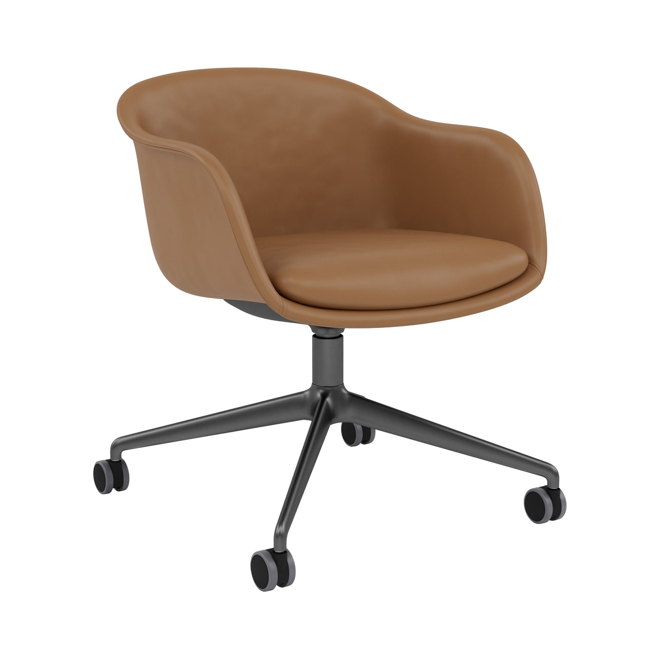 Fiber Conference Armchair: Swivel Base with Castors + Recycled Shell + Anthracite Black