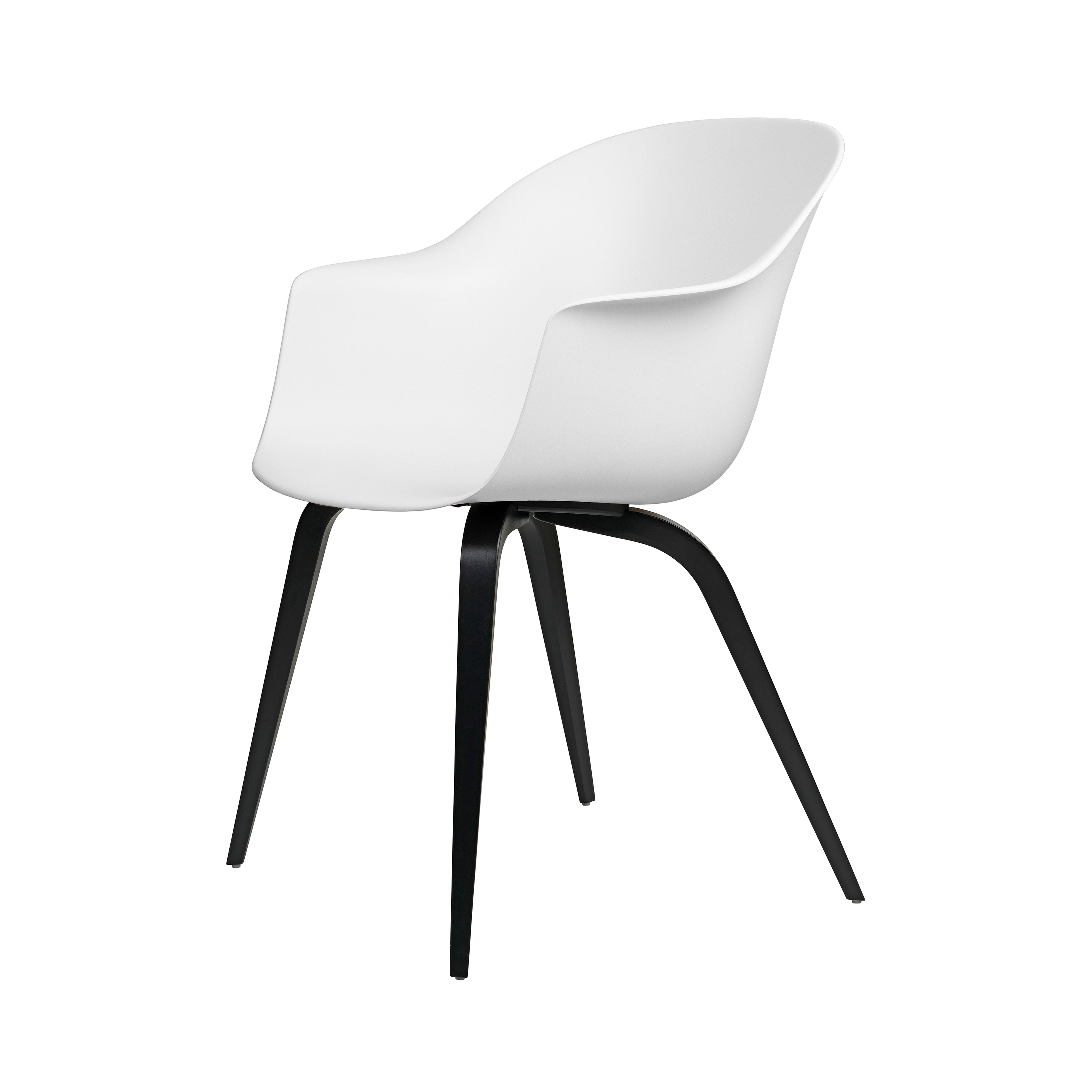 Bat Dining Chair: Wood Base + Black Stained Beech + Alabaster White + Plastic Glides
