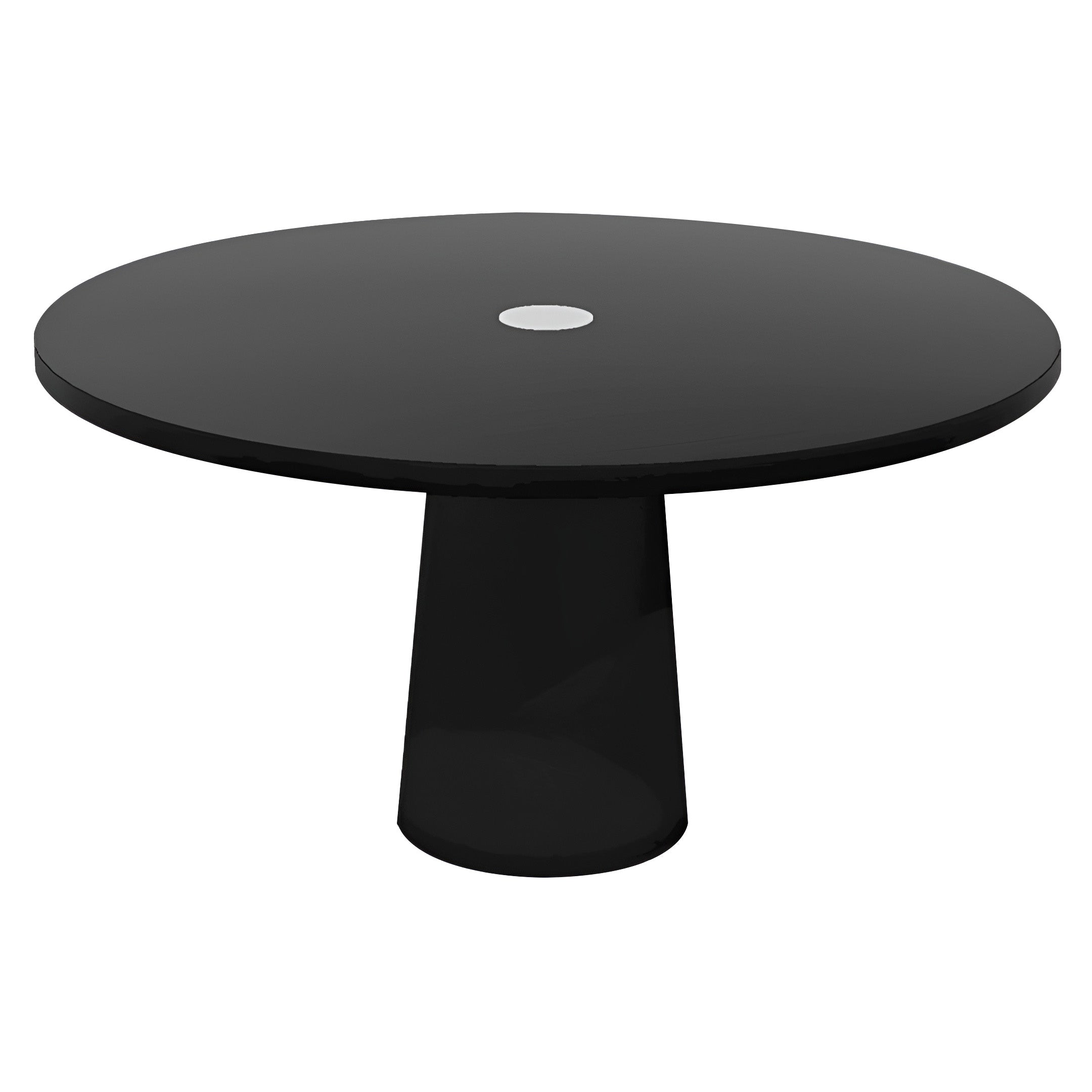Container Round Table: Large + Cable Feed +Black Stained with Hole + Black