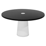 Container Round Table: Large + Cable Feed + Black Stained with Hole + White