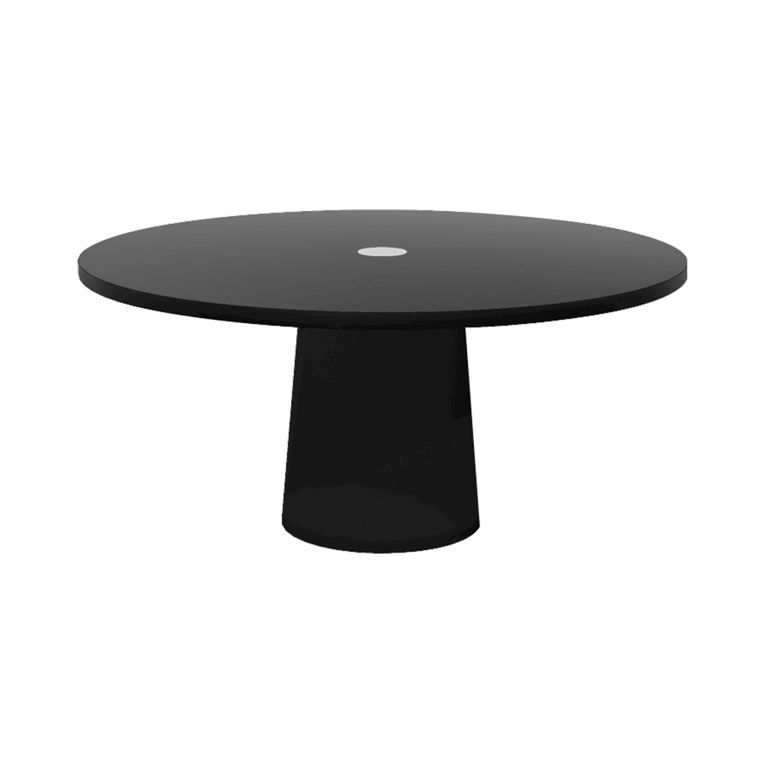Container Round Table: Extra Large + Cable Feed + Black Stained with Hole + Black
