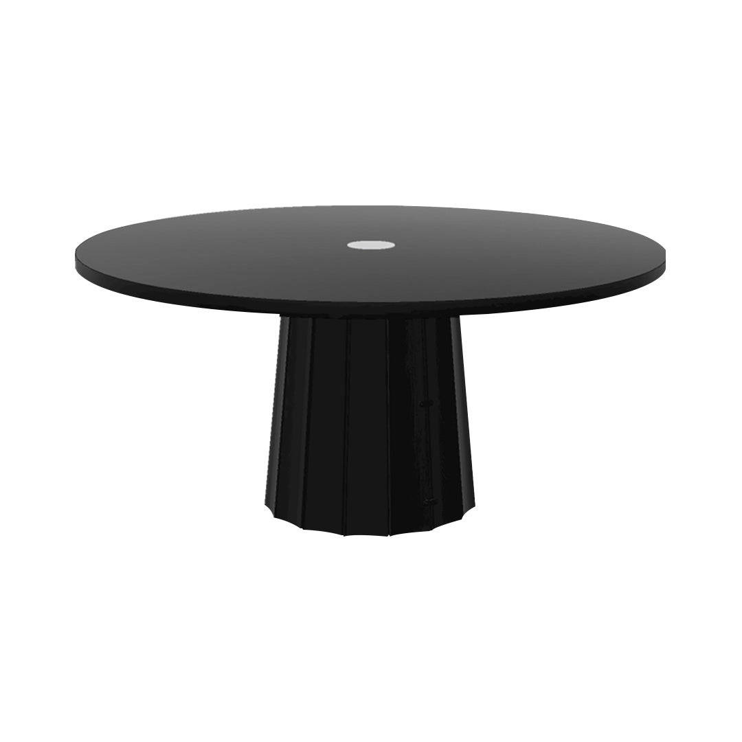 Container Round Table: Extra Large + Bodhi Cover + Black Stained with Hole + Black