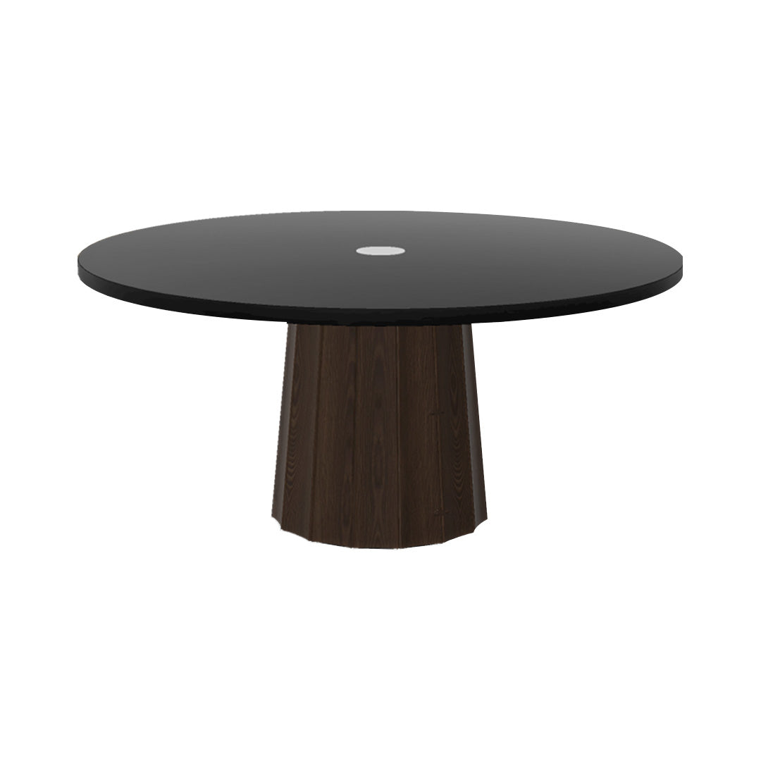 Container Round Table: Extra Large + Bodhi Cover + Black Stained with Hole + Cinnamon