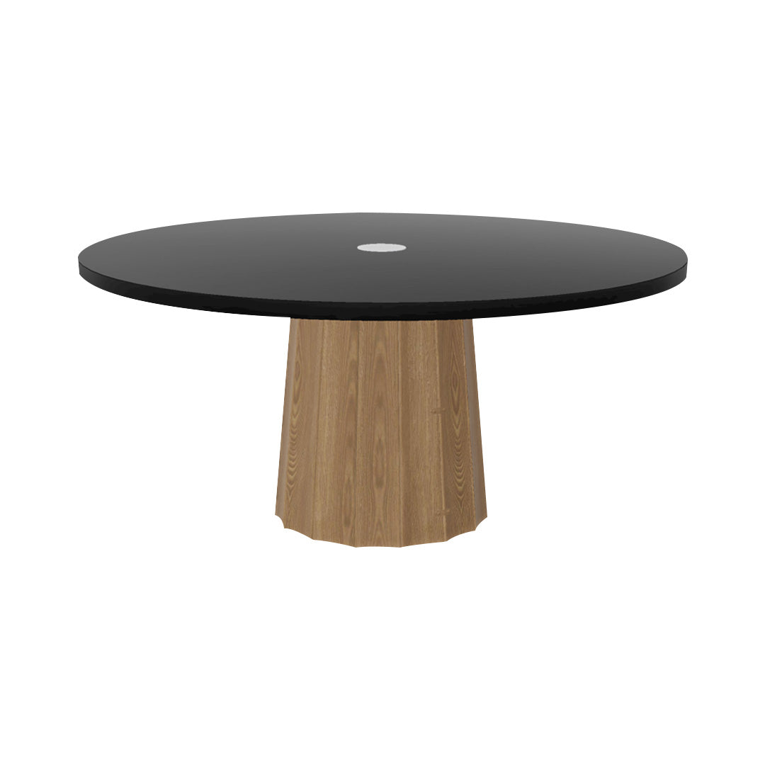 Container Round Table: Extra Large + Bodhi Cover + Black Stained with Hole + Natural Oil