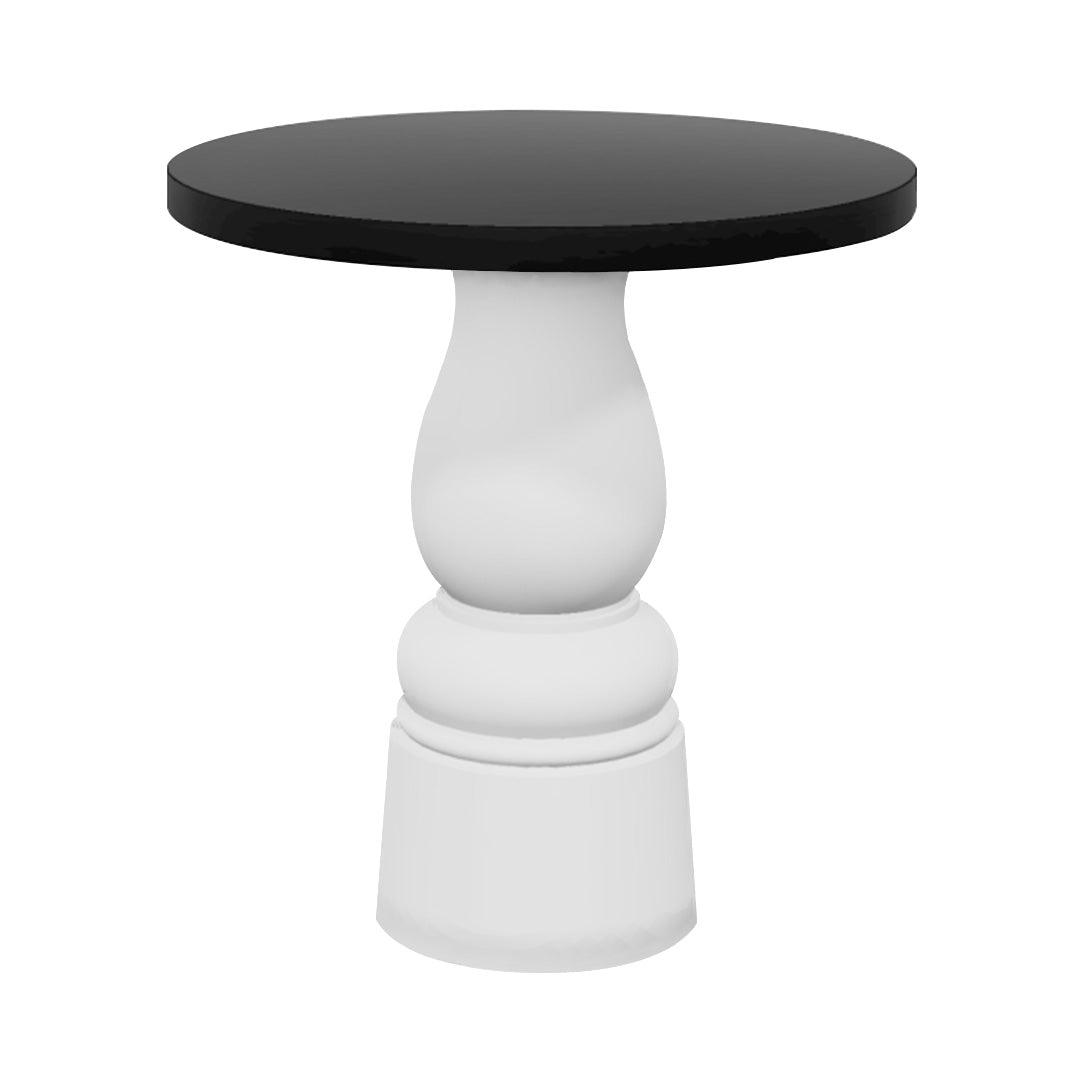 Container Round Table: Extra Small + New Antiques + Black Stained + White