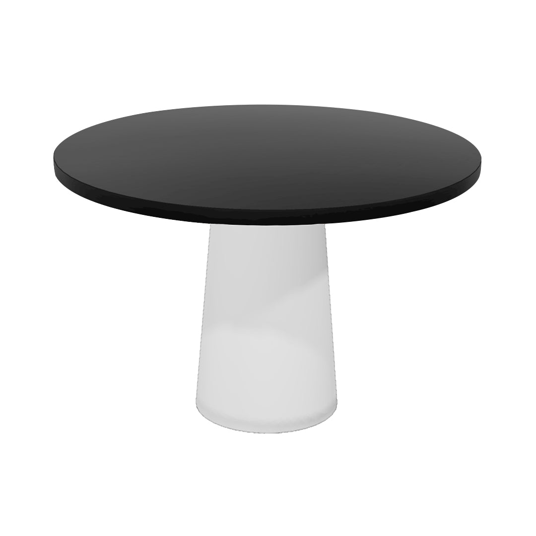 Container Round Table: Medium + Cable Feed + Black Stained + White