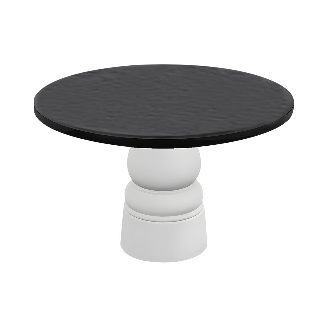 Container Round Table: Large + New Antiques + Black Stained + White