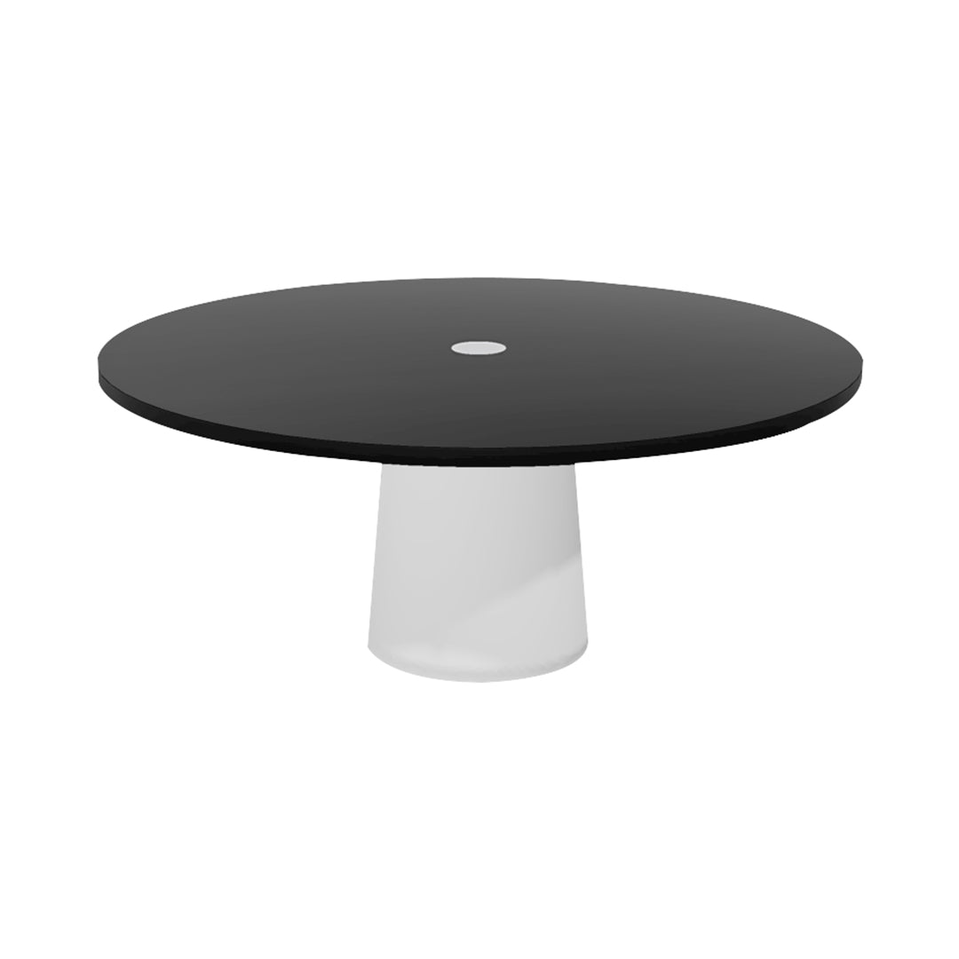 Container Round Table: XXL + Cable Feed + Black Stained with Hole + White