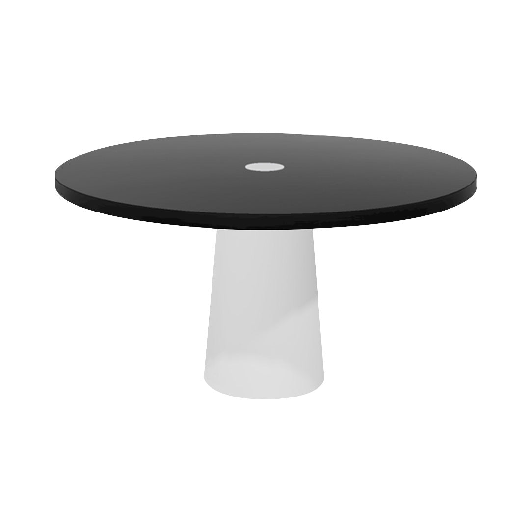 Container Round Table: Large + Black Stained with Hole + White