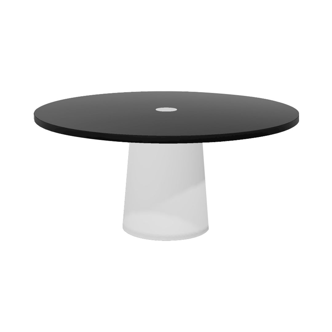 Container Round Table: Extra Large + Cable Feed + Black Stained with Hole + White