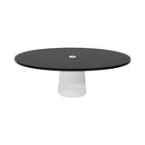 Container Oval Table: Small + Black Stained with Hole + White