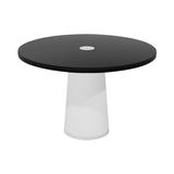 Container Round Table: Medium + Cable Feed + Black Stained with Hole + White