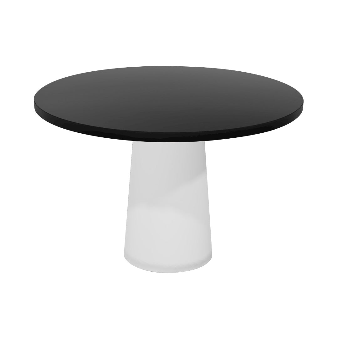 Container Round Table: Medium + Cable Feed + Black Stained + White