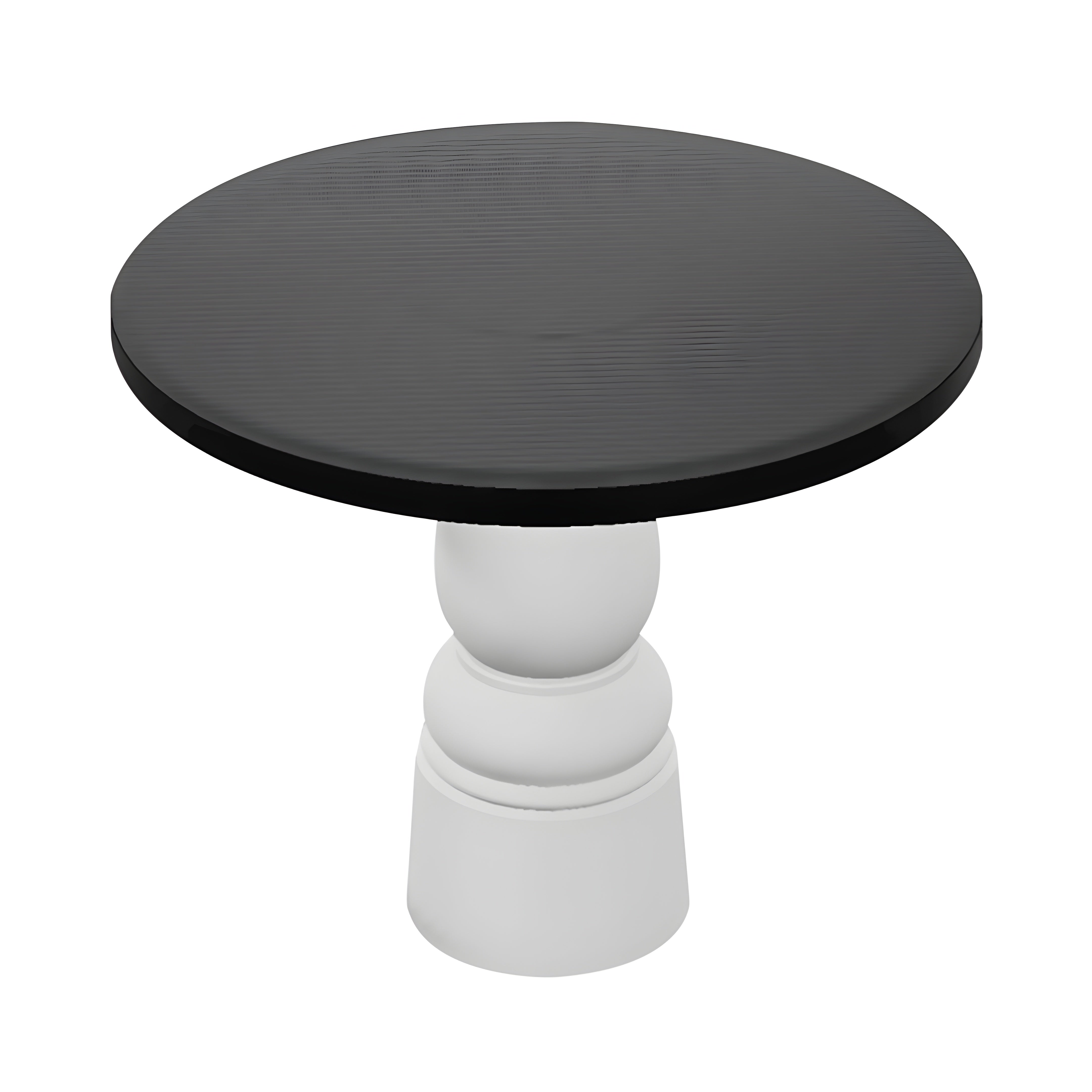 Container Round Table: Small + New Antiques + Black Stained + White