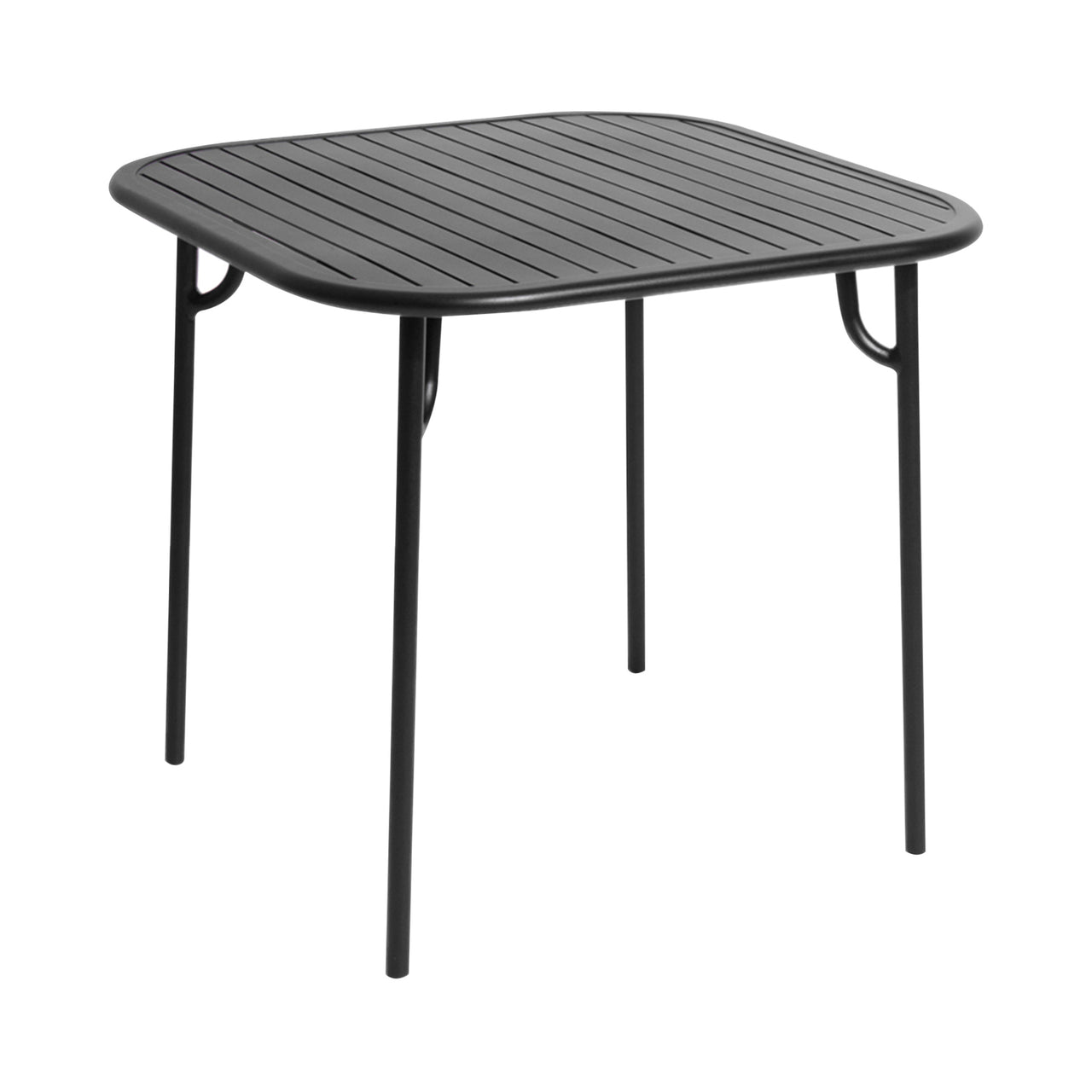 Week-End Square Dining Table with Slats: Black