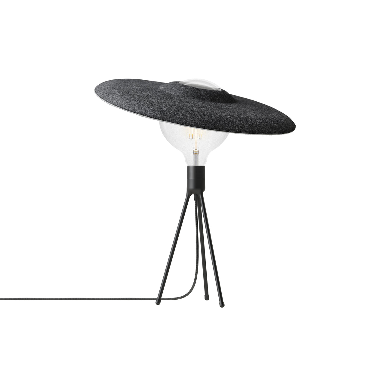 Shade Tripod Table Lamp: Matt Black + With Bulb (3 W)