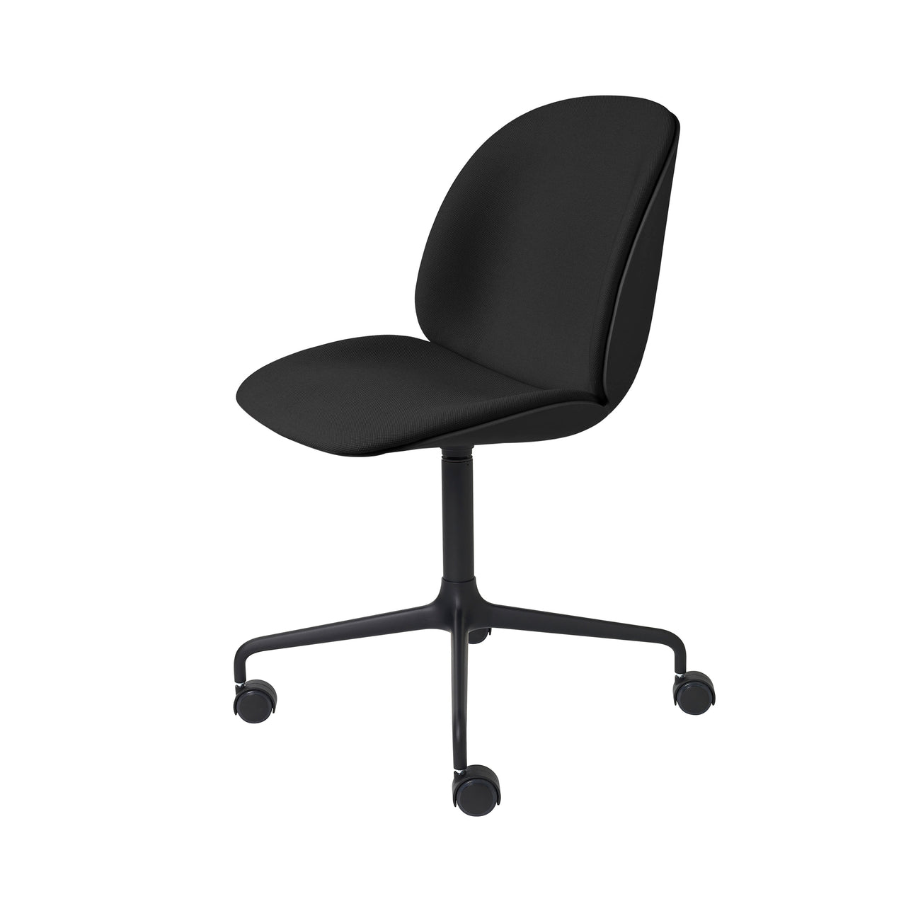 Beetle Meeting Chair: Castor Base + Front Upholstery + Black + Black Matt