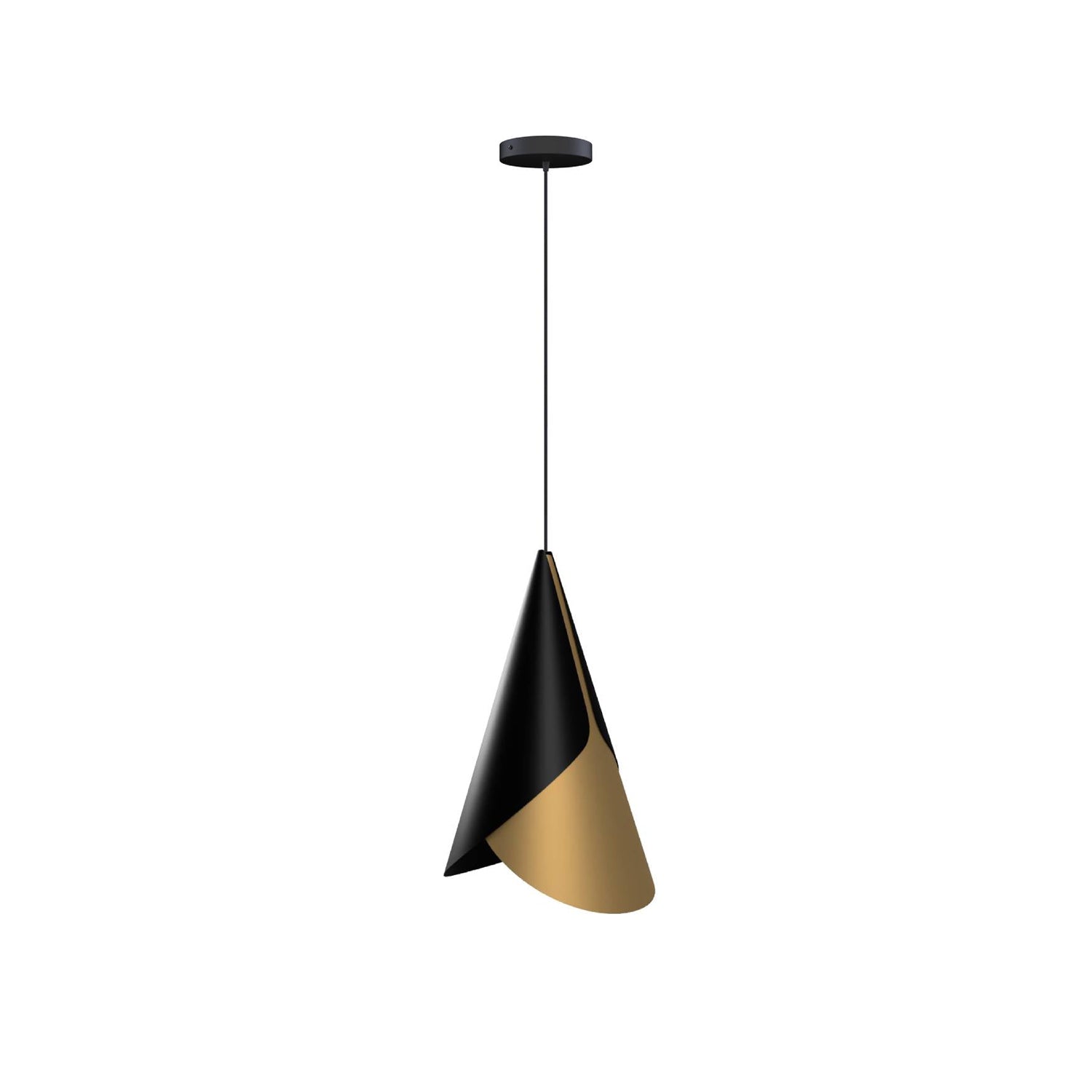 Cornet Pendant: Black + Brass + Black + Canopy