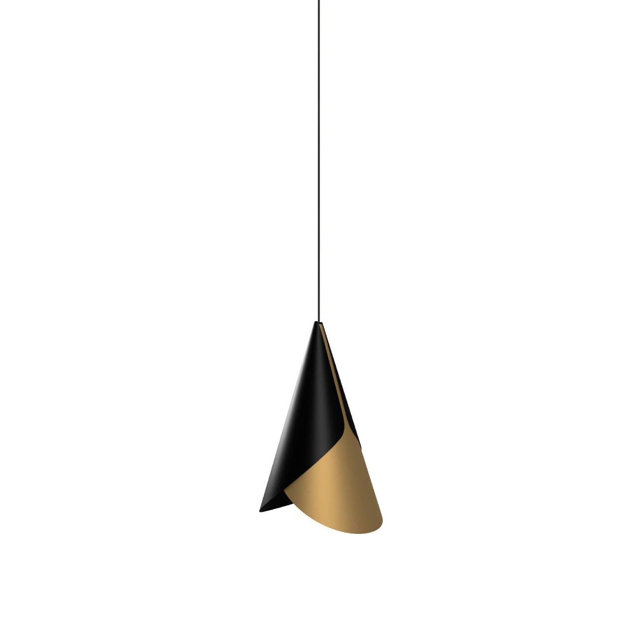 Cornet Pendant: Black + Brass + Black + Plug-in
