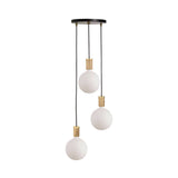 Triple Pendant with Sphere IV: Black + Oak + Brass