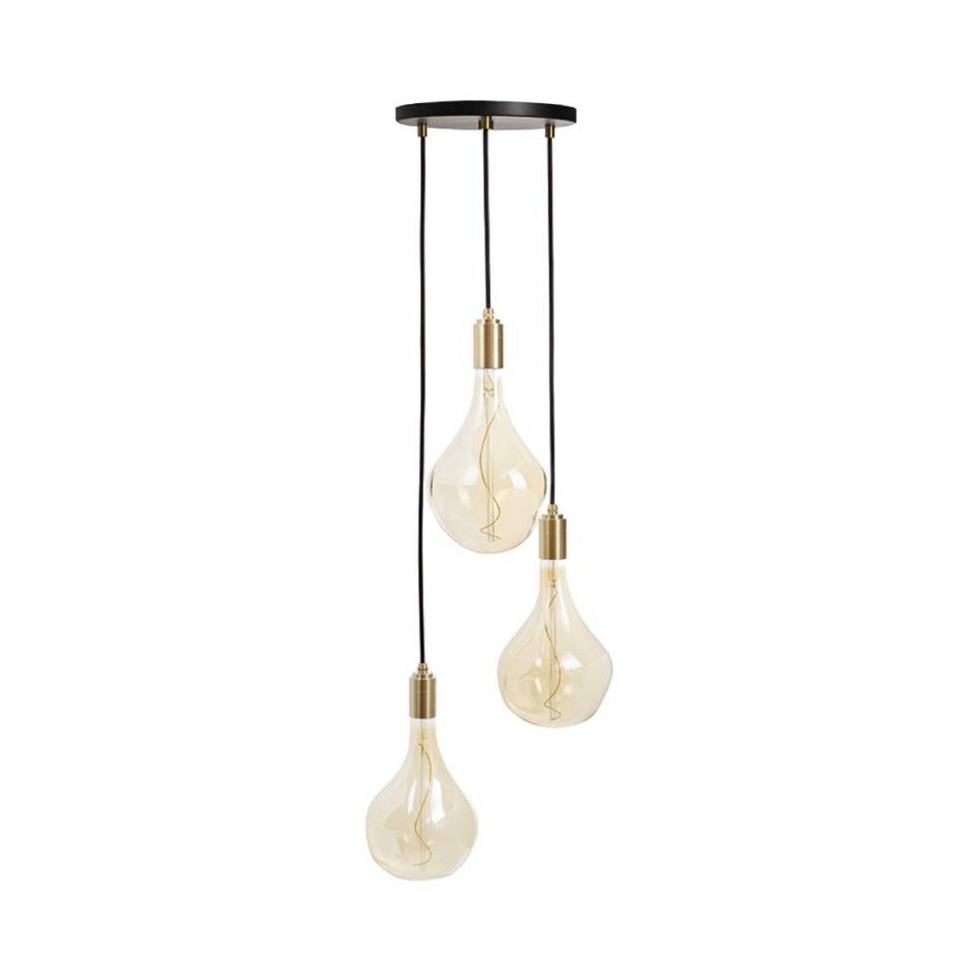 Triple Pendant with Voronoi II: Black + Brass