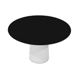 Container HPL Round Table: Extra Large + Cable Feed + Black + White