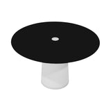 Container HPL Round Table: Extra Large + Cable Feed + Black with Hole + White
