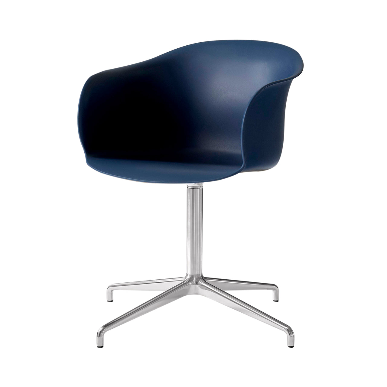 Elefy Chair JH32: Swivel Base + Midnight Blue + Polished Aluminum