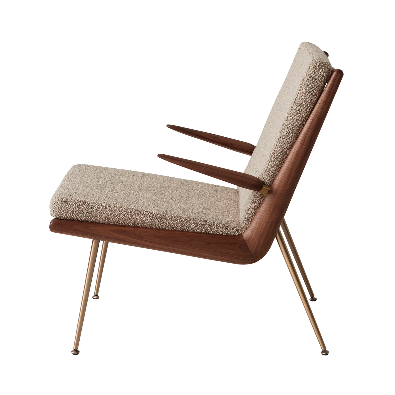 Boomerang Armchair HM2: Walnut + Brass