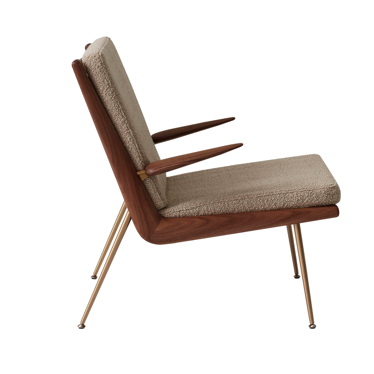 Boomerang Armchair HM2: Walnut + Brass