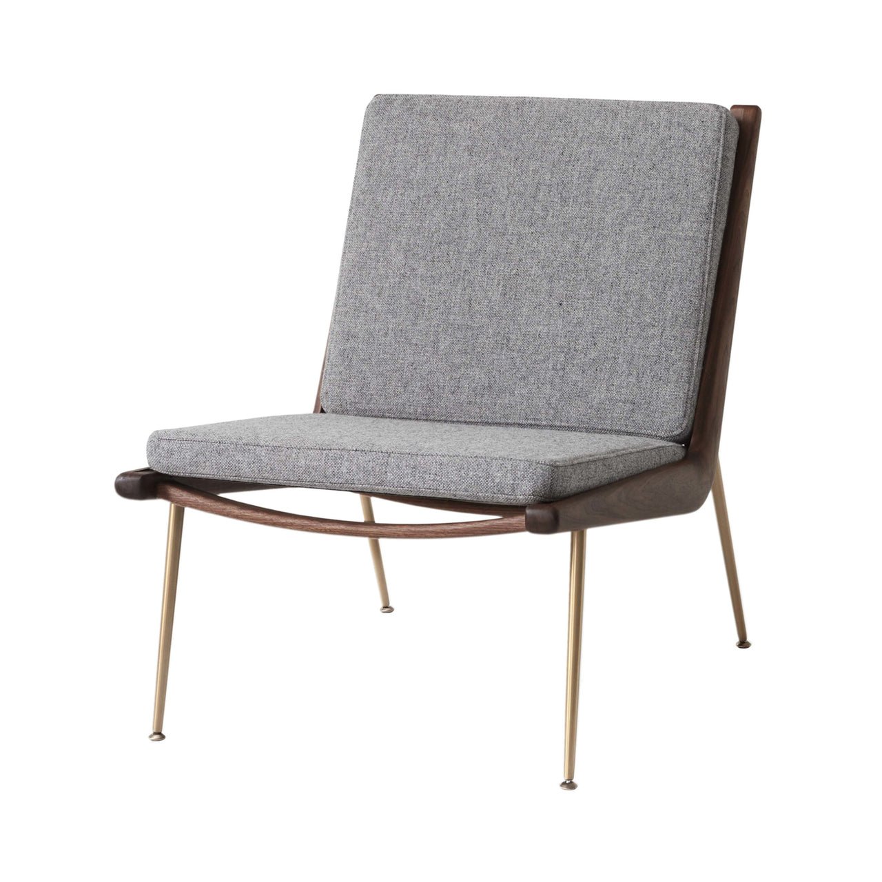 Boomerang Lounge Chair: HM1 + Oiled Walnut + Brass