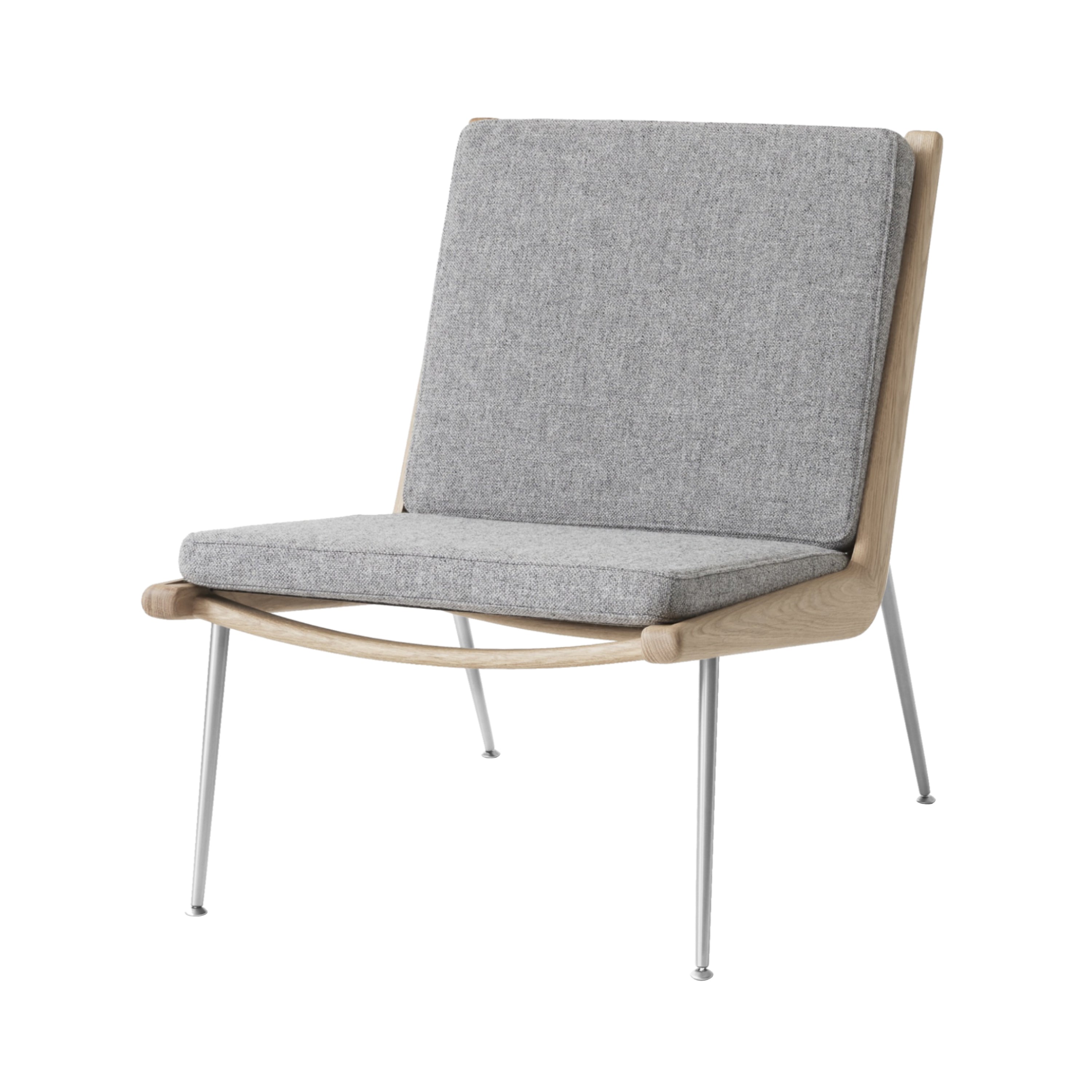 Boomerang Lounge Chair: HM1 + Oiled Oak + Stainless Steel