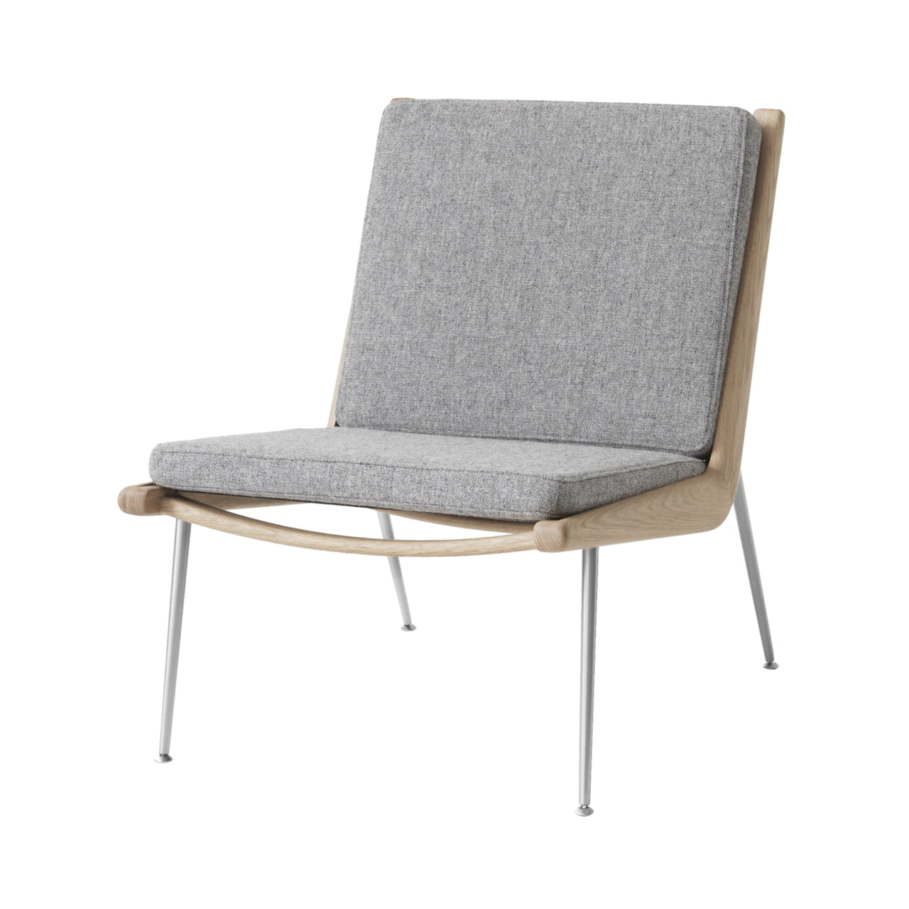 Boomerang Lounge Chair: HM1 + Oiled Oak + Stainless Steel