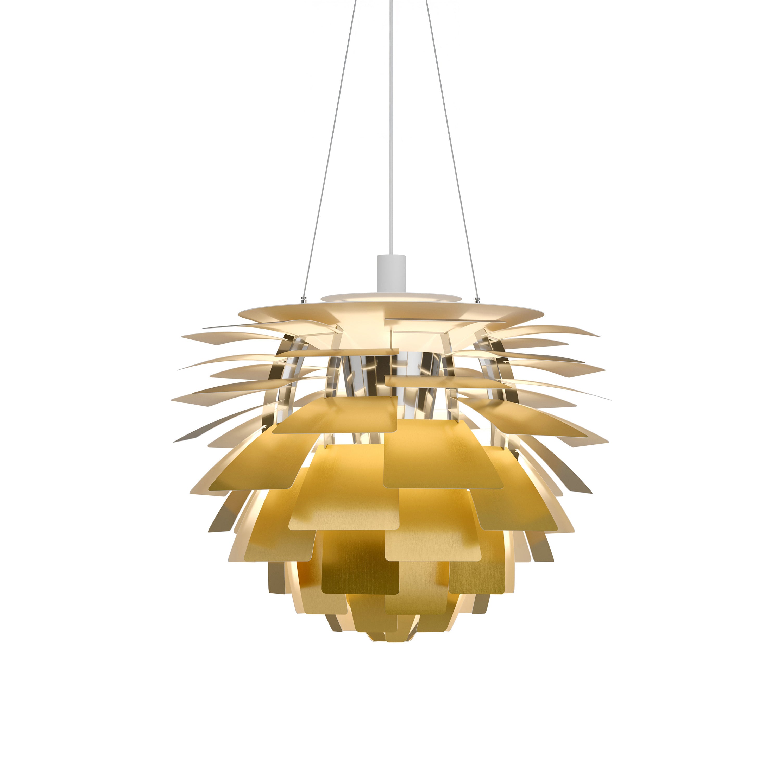 PH Artichoke Pendant: Large + Brass + White