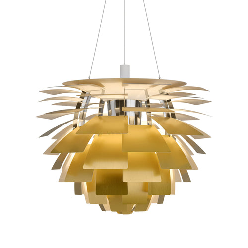 PH Artichoke Pendant: Extra Large + Brass + White 