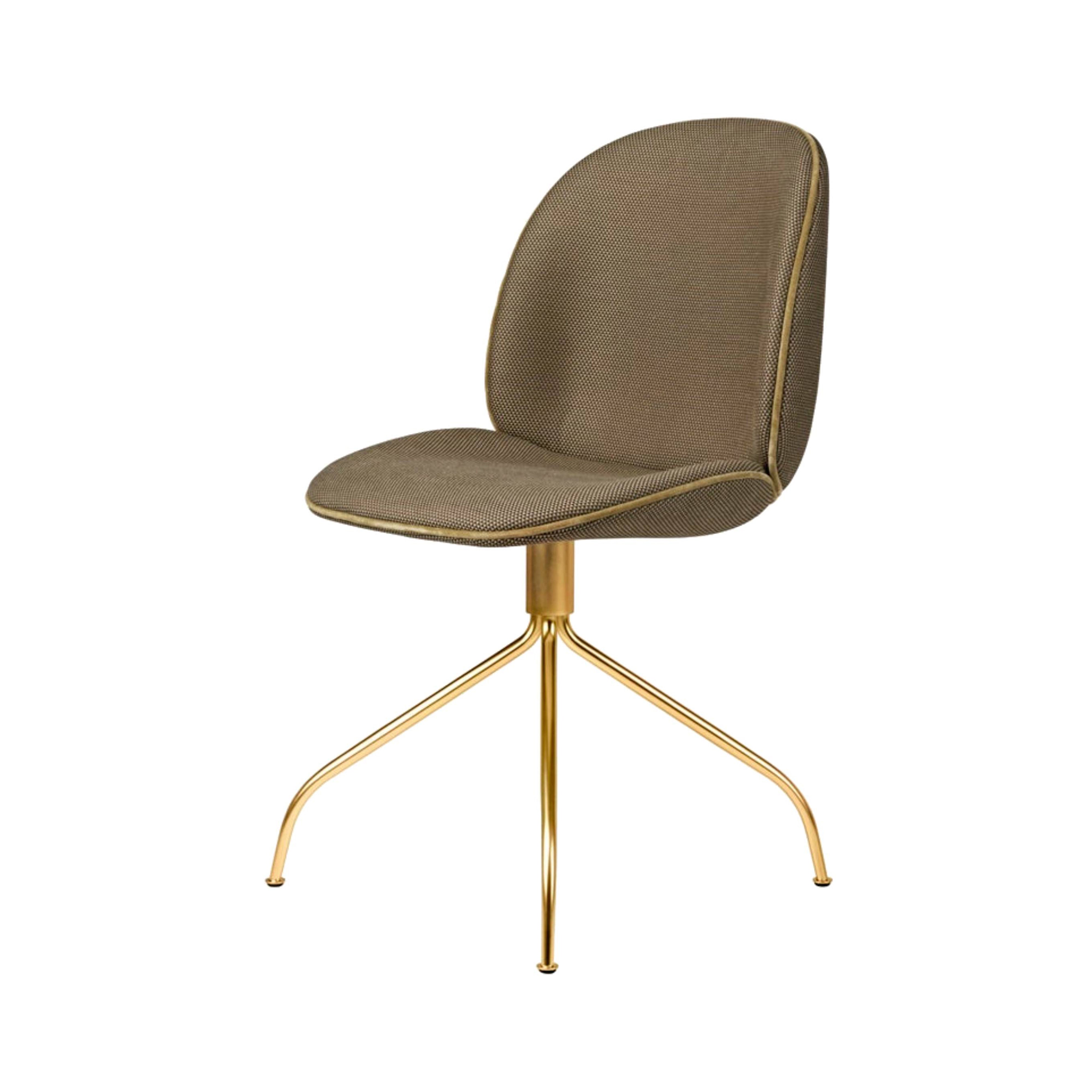 Beetle Meeting Chair: Swivel Base + Full Upholstery + Brass Semi Matt