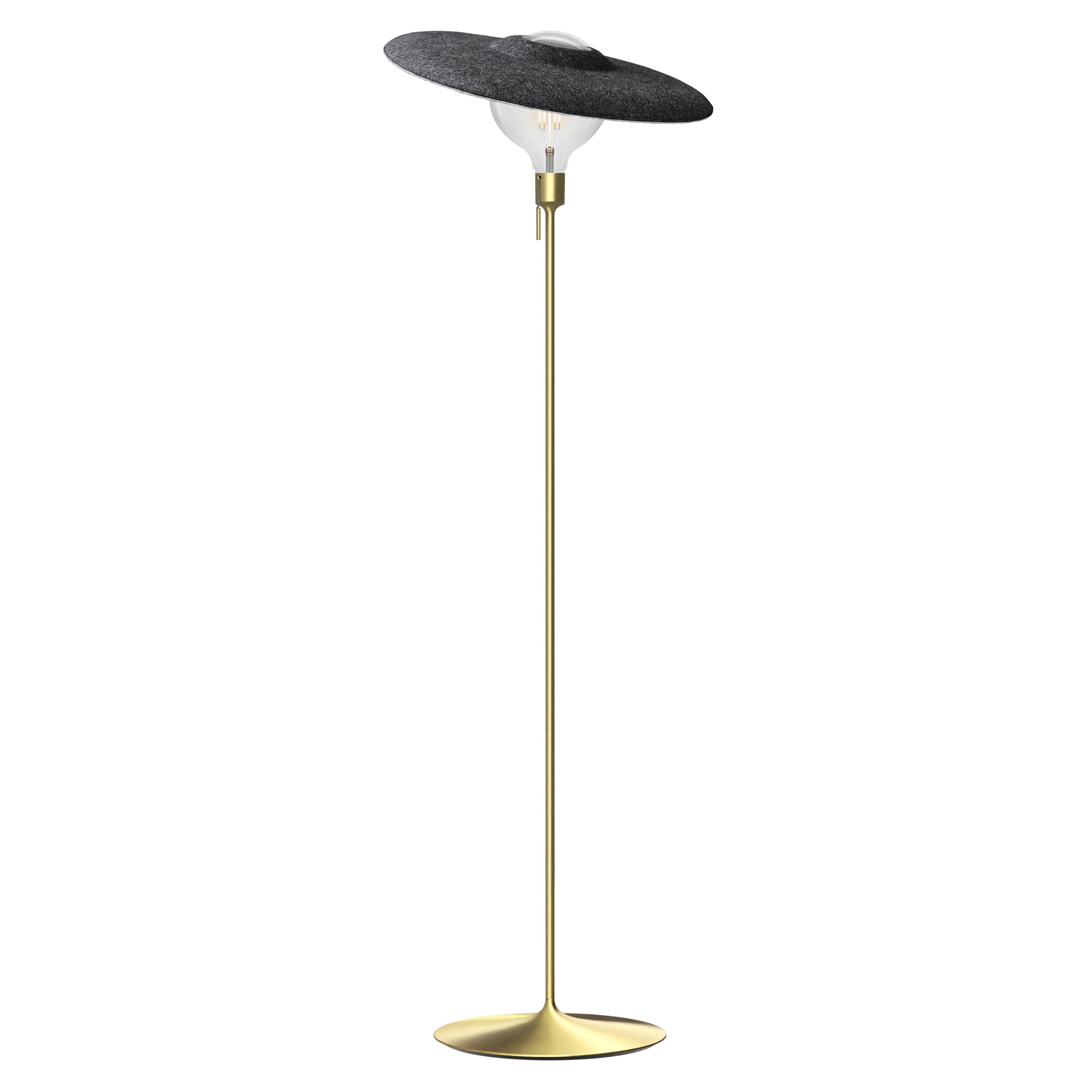 Shade Champagne Floor Lamp: Brushed Brass + With Bulb (3 W)