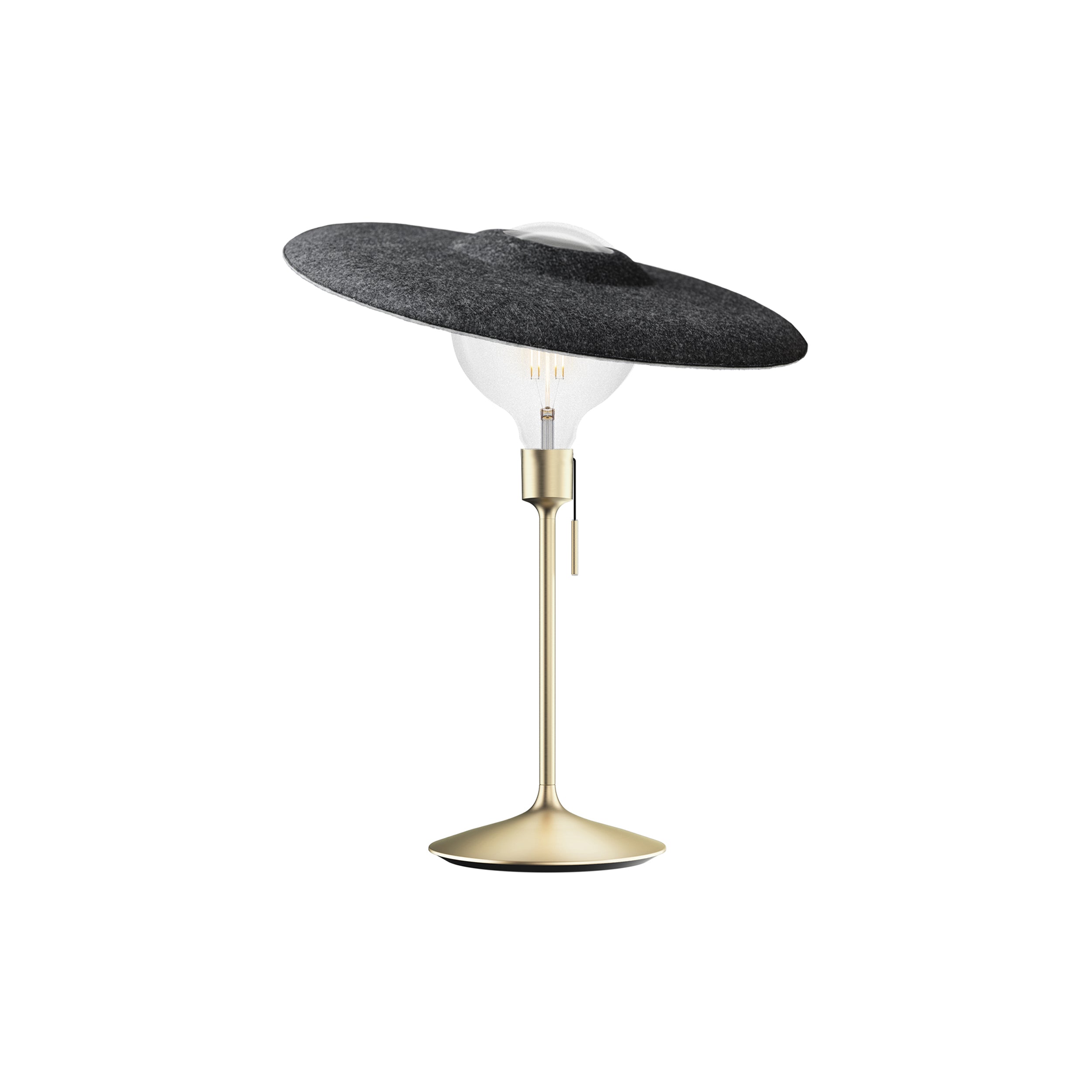 Shade Champagne Table Lamp: Brushed Brass + With Bulb (3 W)