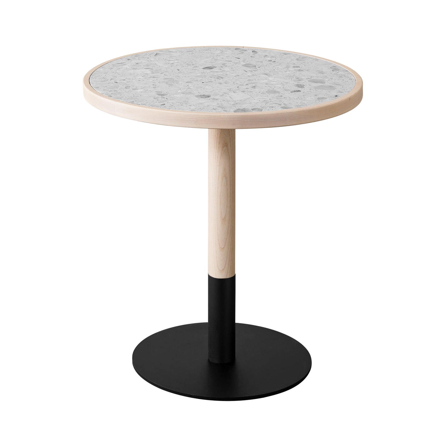Briscola Coffee Table with Wooden Frame: Round + Palladio Doge Marble + Natural Ash