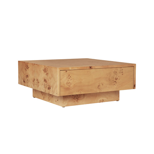 Burl Storage Coffee Table: Natural