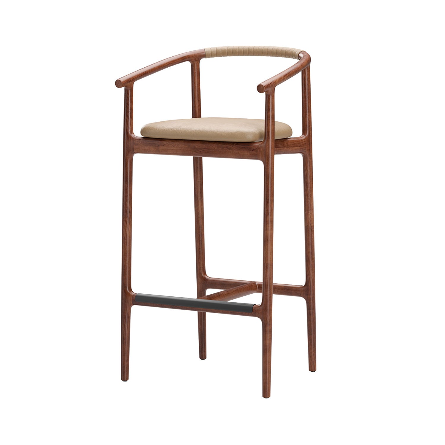 Charlie Bar Chair: Natural Walnut