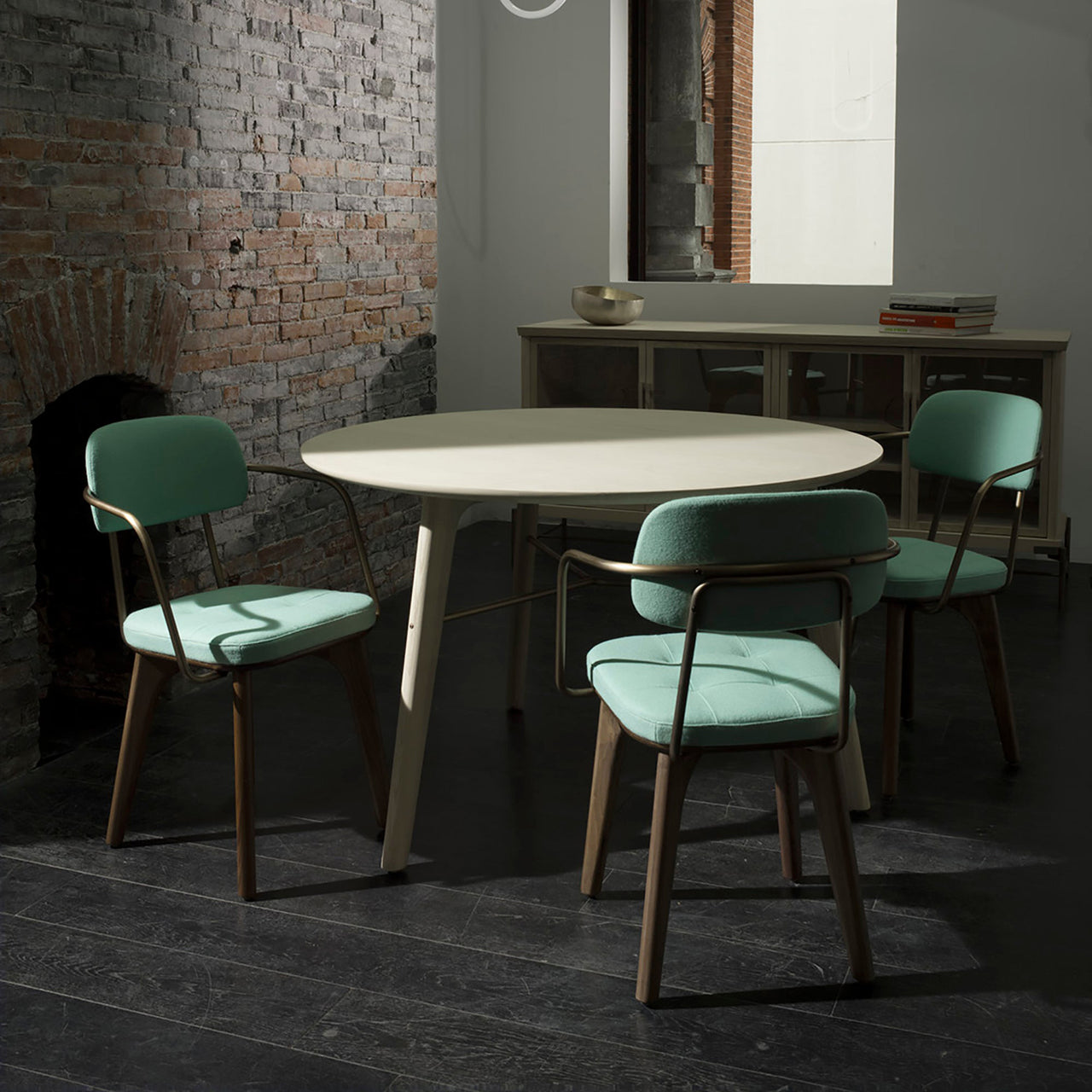 Utility Dining Armchair: Upholstered